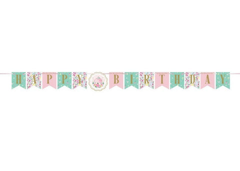 Floral Tea Party Birthday Banner