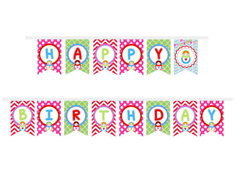 Matryoshka Dolls Birthday ribbon banner