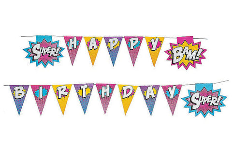 Superhero Girl Birthday Banner