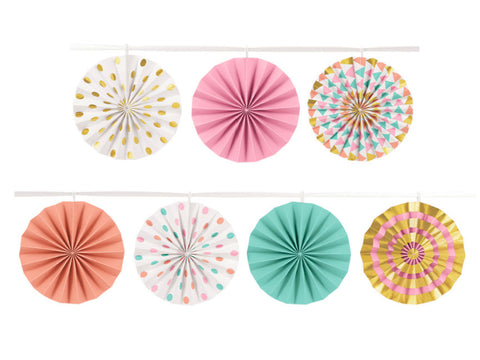Pastel and Gold Paper Fan Garland
