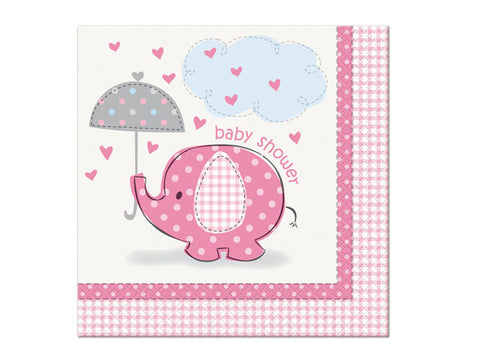 Umbrellaphants Pink Baby Shower Lunch Napkins