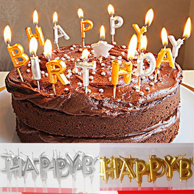 Metallic Happy Birthday Letter Candle Set (click for more colors)