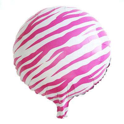 Pink Zebra Stripes Round Foil Balloon - 18 inches