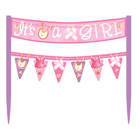 Clothesline It's a Girl Baby Shower Cake Topper